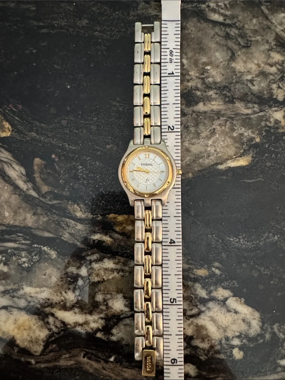 XS Fossil Two-Tone Silver and Gold Bracelet Watch